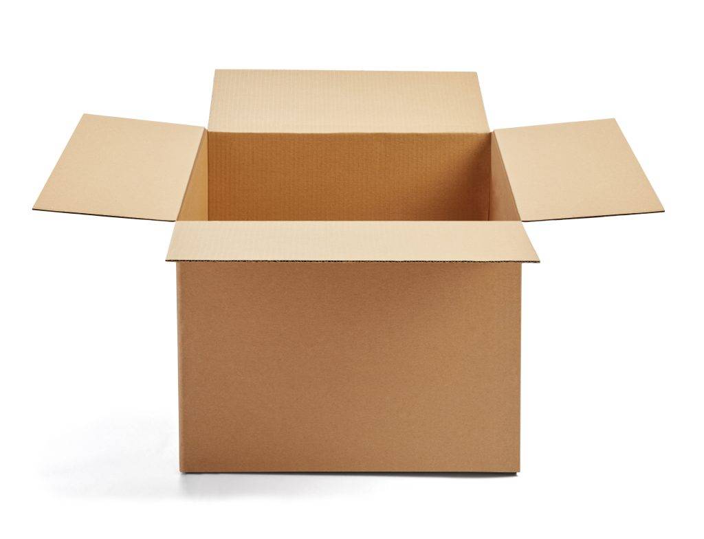 close up of  a cardboard box on white background